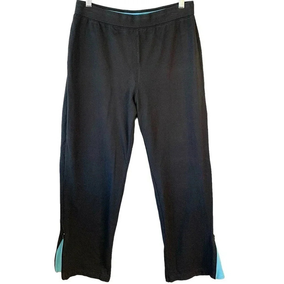 Talbots Vintage 90s Activewear Flare High Waist Sweatpants Women Size M Black - Picture 1 of 15